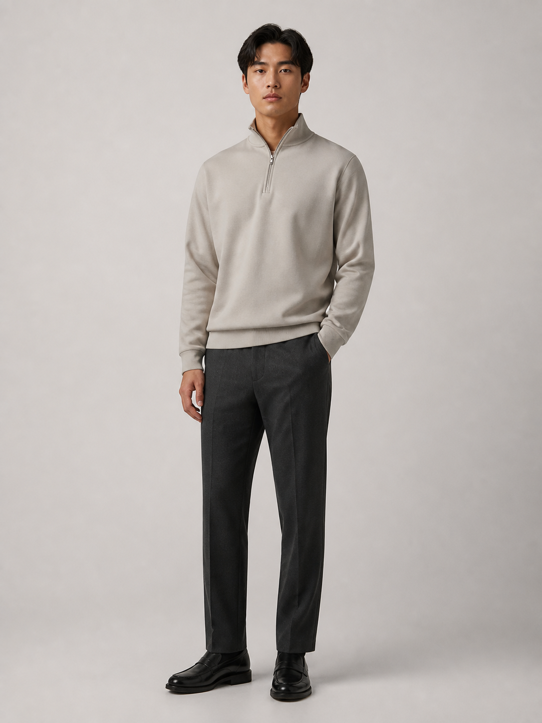 Fermuarlı Yaka Sweatshirt